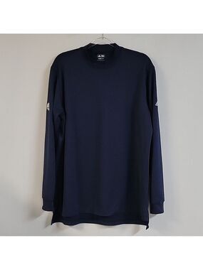 Adidas Golf Climalite Mock Neck Pullover Long-Sleeved Shirt, Navy Blue, Sz Lg